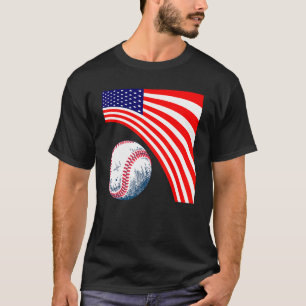 Patriotic Baseball July 4th Mens USA American Flag T-Shirt