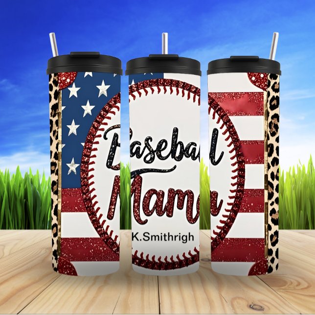 Patriotic Baseball Mama Style Thermal Tumbler (Creator Uploaded)