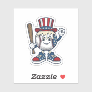 Patriotic Baseball Mascot Vintage Engraving Design