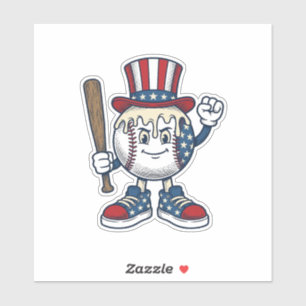 Patriotic Baseball Mascot Vintage Engraving Design