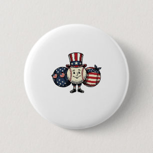 Patriotic Baseball Trio Vintage Vector Shirt_1 6 Cm Round Badge
