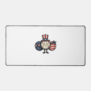 Patriotic Baseball Trio Vintage Vector Shirt_1 Desk Mat