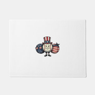 Patriotic Baseball Trio Vintage Vector Shirt_1 Doormat