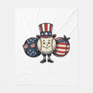 Patriotic Baseball Trio Vintage Vector Shirt_1 Fleece Blanket