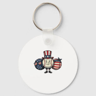 Patriotic Baseball Trio Vintage Vector Shirt_1 Key Ring