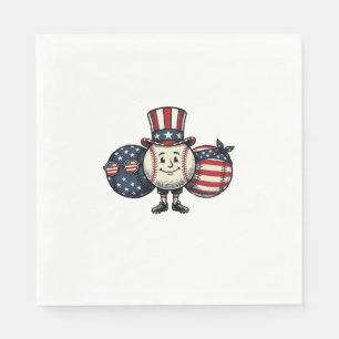 Patriotic Baseball Trio Vintage Vector Shirt_1 Napkin
