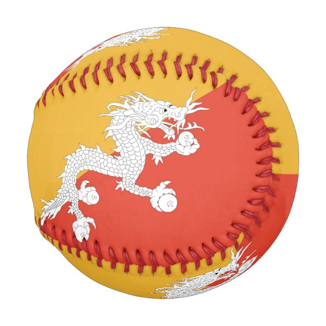 Patriotic baseball with flag of Bhutan (Front Right)