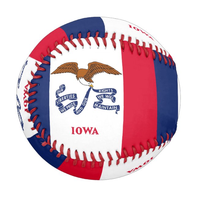 Patriotic baseball with flag of Iowa, USA (Front Left)