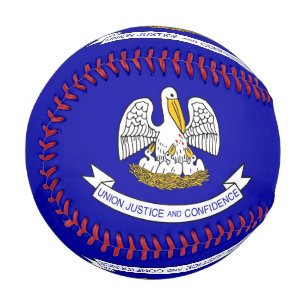 Patriotic baseball with flag of Lousiana, USA
