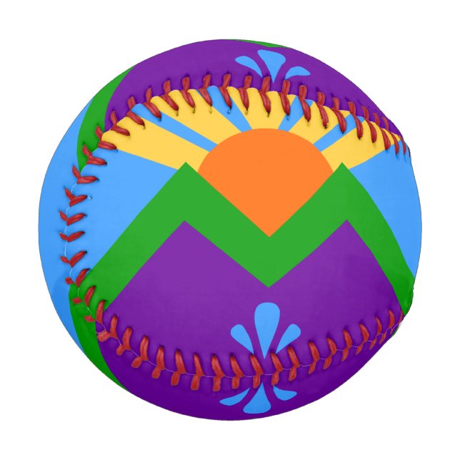 Patriotic baseball with flag of Manitou Springs (Front Left)