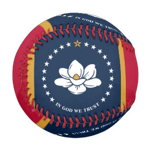 Patriotic baseball with flag of Mississippi, USA