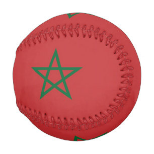 Patriotic baseball with flag of Morocco