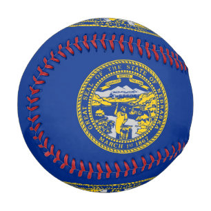 Patriotic baseball with flag of Nebraska, USA