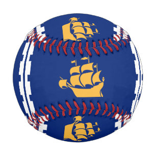 Patriotic baseball with flag of Quebec City