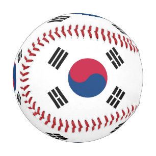 Patriotic baseball with flag of South Korea