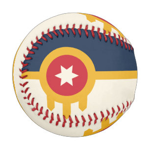 Patriotic baseball with flag of Tulsa, Oklahoma