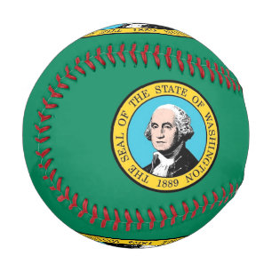 Patriotic baseball with flag of Washington State