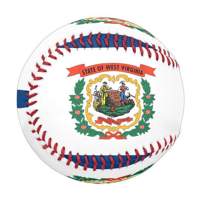 Patriotic baseball with flag of West Virginia (Front Left)