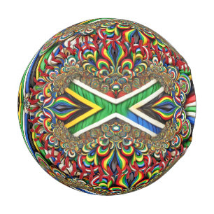 Patriotic baseball with South African Colours