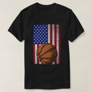 Patriotic Basketball 4th Of July American Flag T-Shirt