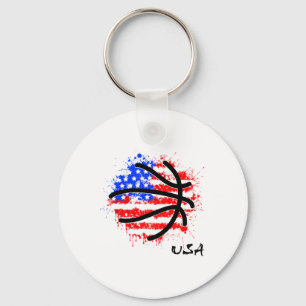 Patriotic Basketball 4th Of July Men Usa American  Key Ring