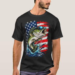 Patriotic bass fishing sunglasses usa flag  T-Shirt