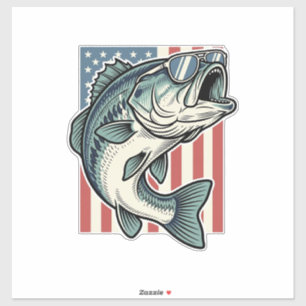 Patriotic Bass Fishing Sunglasses Vintage Vector D