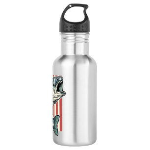 Patriotic Bass Fishing Sunglasses Vintage Vector D 532 Ml Water Bottle