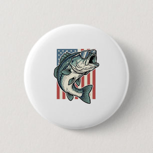 Patriotic Bass Fishing Sunglasses Vintage Vector D 6 Cm Round Badge