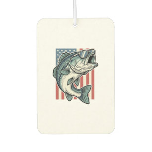 Patriotic Bass Fishing Sunglasses Vintage Vector D Car Air Freshener