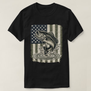 Patriotic Bass Fishing USA flag T-Shirt