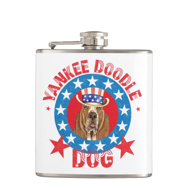 Patriotic Basset Hip Flask (Front)