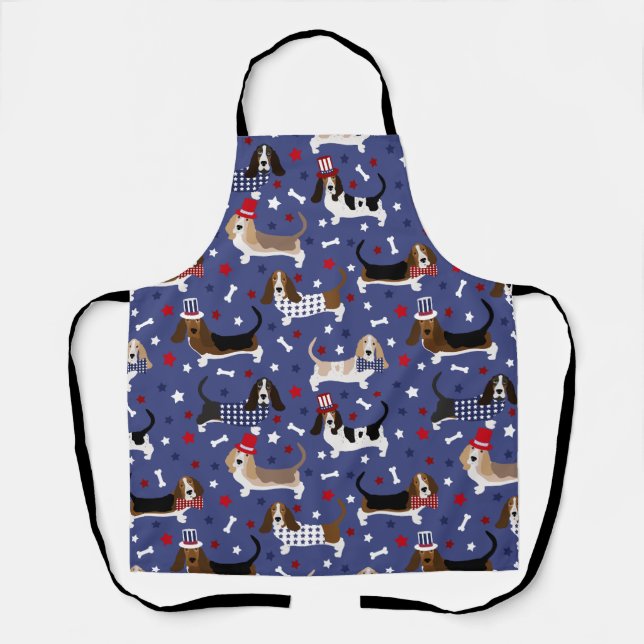 Patriotic Basset Hound Apron (Front)