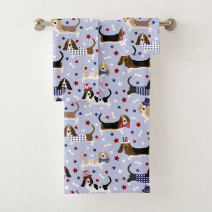 Patriotic Basset Hound Bath Towel Set