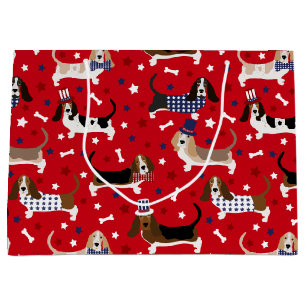 Patriotic Basset Hound Large Gift Bag