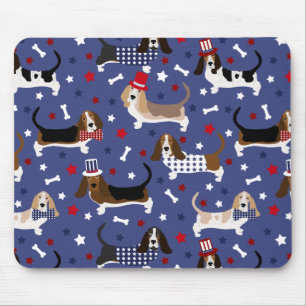 Patriotic Basset Hound Mouse Pad