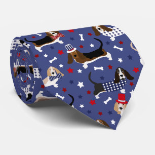 Patriotic Basset Hound Tie