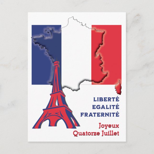 Patriotic BASTILLE DAY French Flag Postcard (Front)