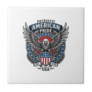 Patriotic Battle Hawk Patriotic Eagle & Hawk 4th o Ceramic Tile