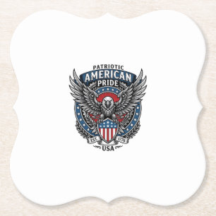 Patriotic Battle Hawk Patriotic Eagle & Hawk 4th o Paper Coaster