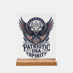 Patriotic Battle Hawk Patriotic Eagle & Hawk Ameri Acrylic Sign