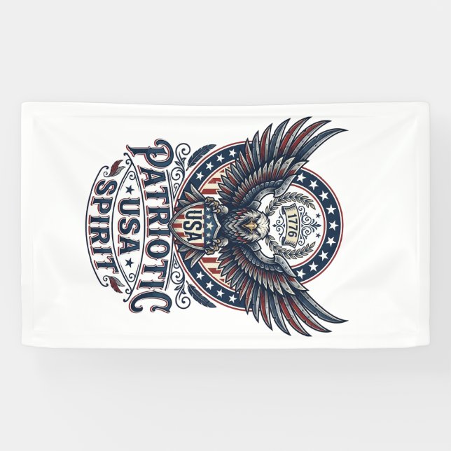 Patriotic Battle Hawk Patriotic Eagle & Hawk Ameri Banner (Horizontal)