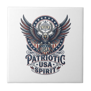 Patriotic Battle Hawk Patriotic Eagle & Hawk Ameri Ceramic Tile