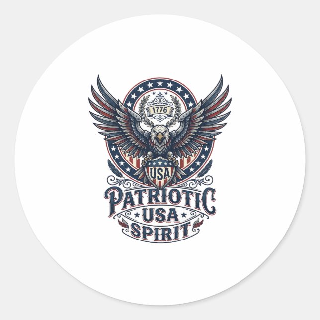 Patriotic Battle Hawk Patriotic Eagle & Hawk Ameri Classic Round Sticker (Front)