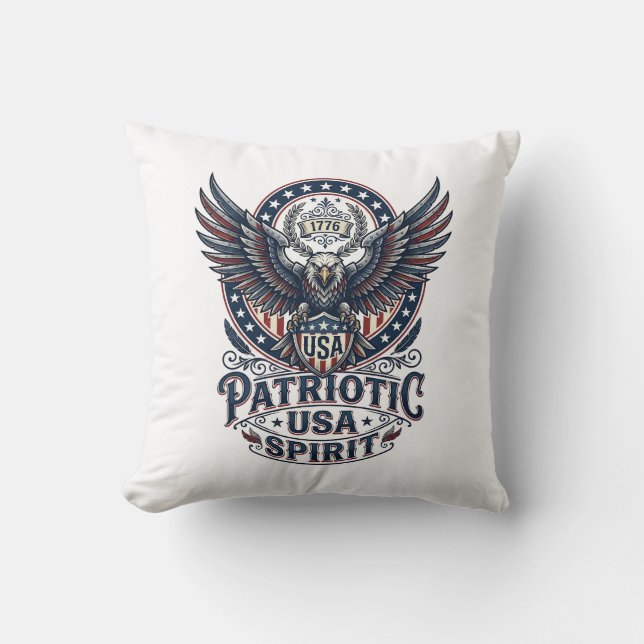 Patriotic Battle Hawk Patriotic Eagle & Hawk Ameri Cushion (Front)