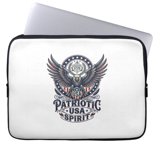 Patriotic Battle Hawk Patriotic Eagle & Hawk Ameri Laptop Sleeve (Front)