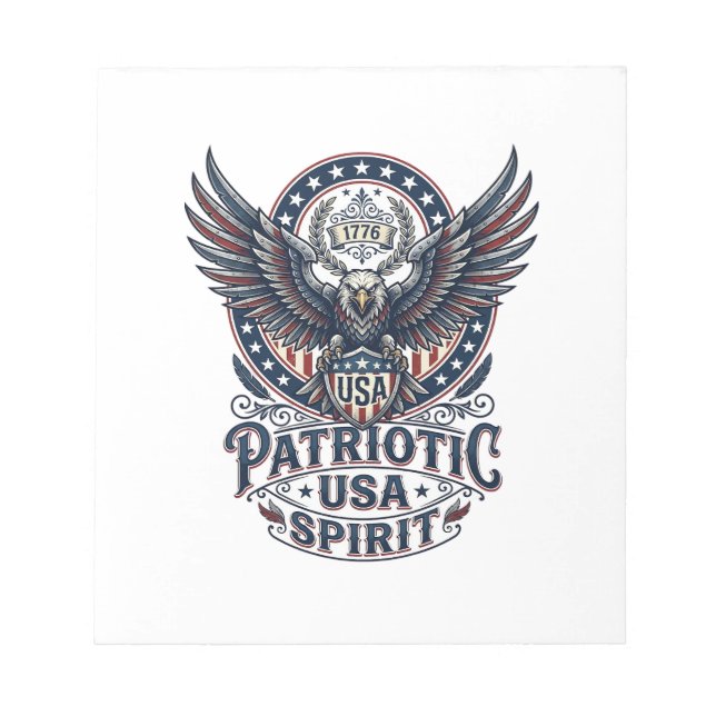 Patriotic Battle Hawk Patriotic Eagle & Hawk Ameri Notepad (Front)