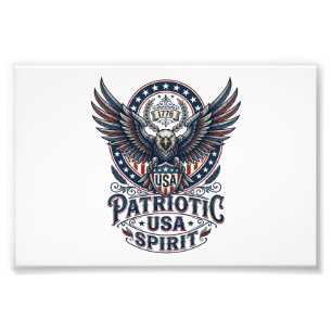 Patriotic Battle Hawk Patriotic Eagle & Hawk Ameri Photo Print