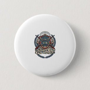 Patriotic Battle Shield 1776 Military Inspired Sym 6 Cm Round Badge