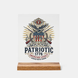 Patriotic Battle Shield 1776 Military Inspired Sym Acrylic Sign